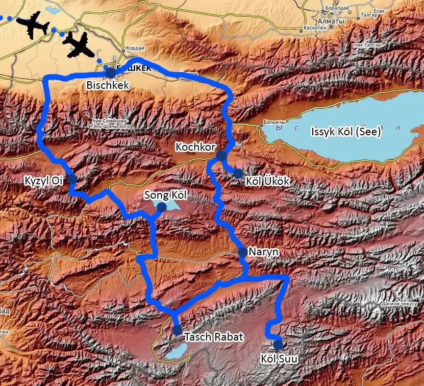 Reiseroute Kirgistan